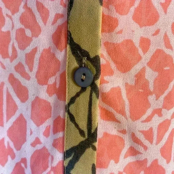 Nic Zoe Womens Size Small Skipping Stones Tunic Top Button Front Sheer Chiffon - Picture 6 of 9